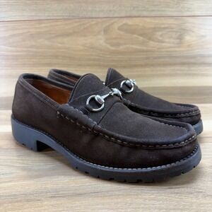 GUCCI Vintage Horsebit Loafers Mens 9.5 Brown Suede Lug Soles